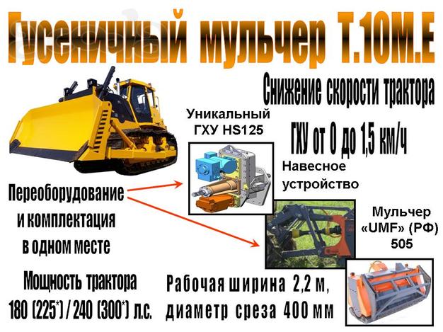 Мульчер гусеничный Т.10М. Е (180 / 240…300*) л.с. Система "СУПРМ"